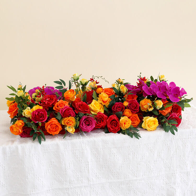 Roseytime Colorful Wedding Flower Runner Table Floral Arrangement Decor
