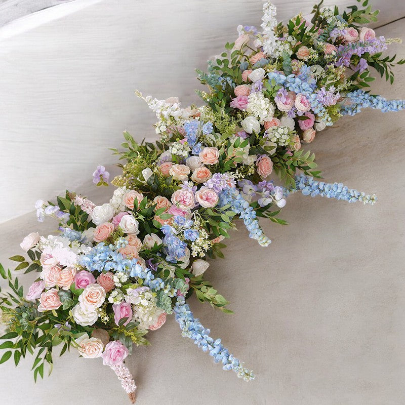 Roseytime Blue&Pink Square Flower Arch Fabric Back#RTA084