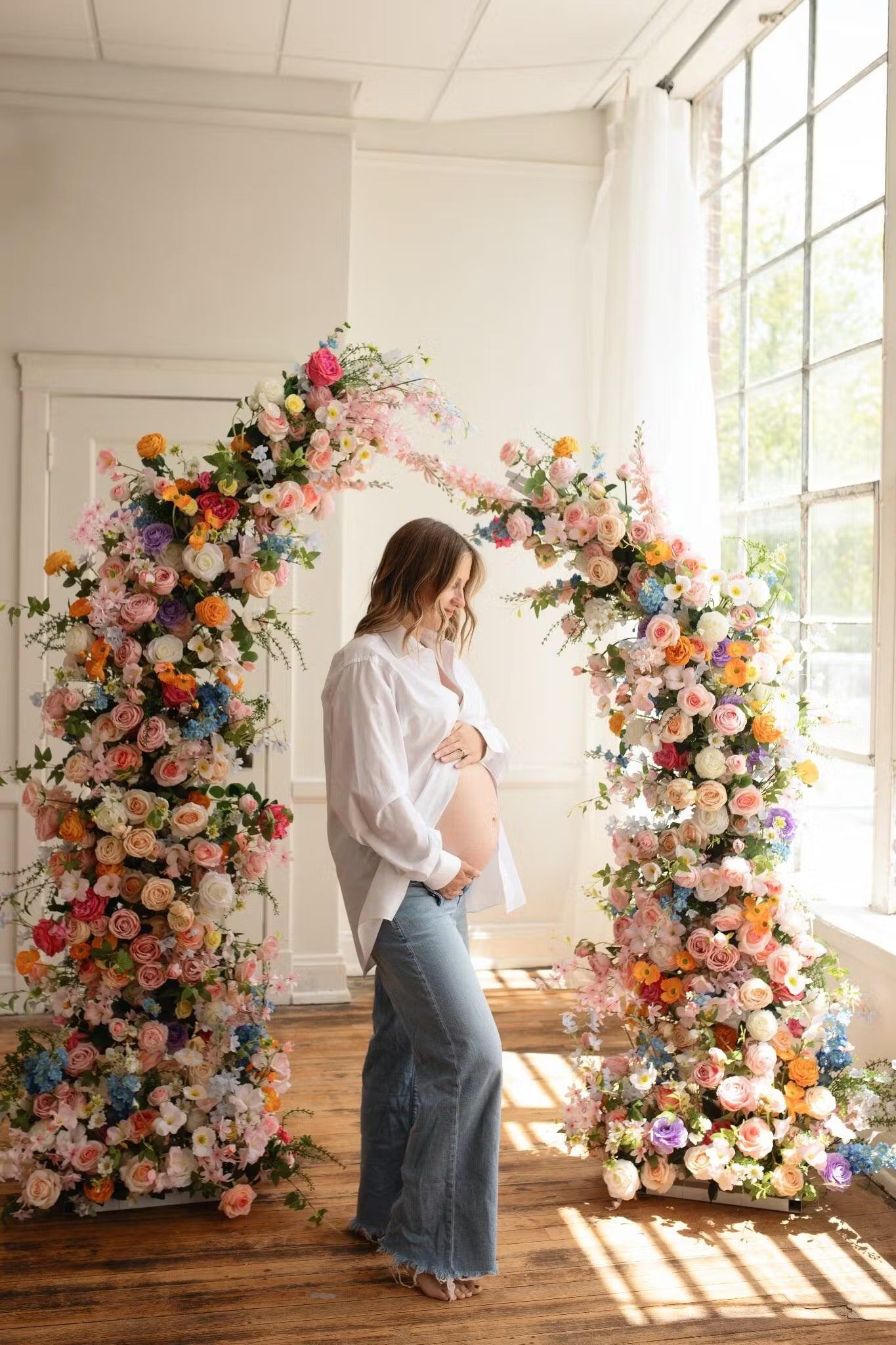 Roseytime Colorful Flower Pillars Arch with Frame #RTP006