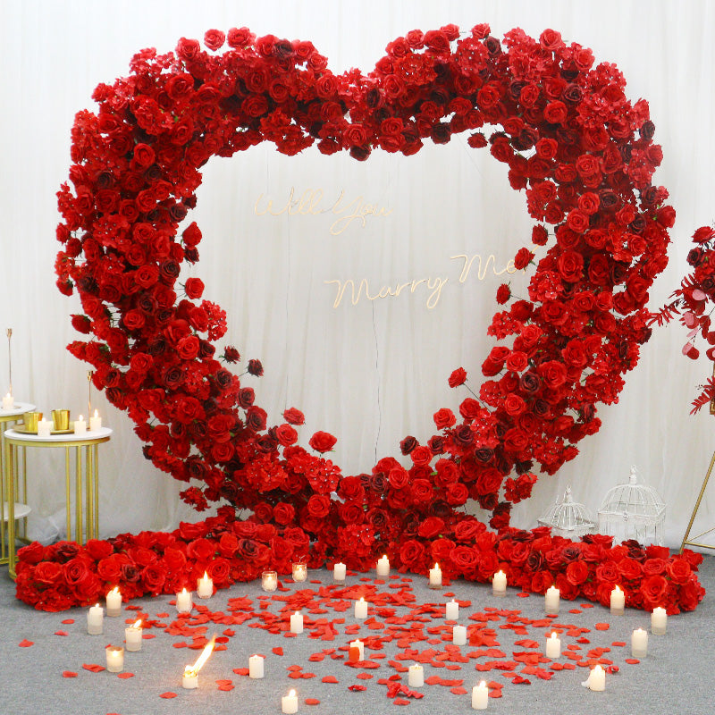 RoseyTime Red Heart Flower Arch With Frame