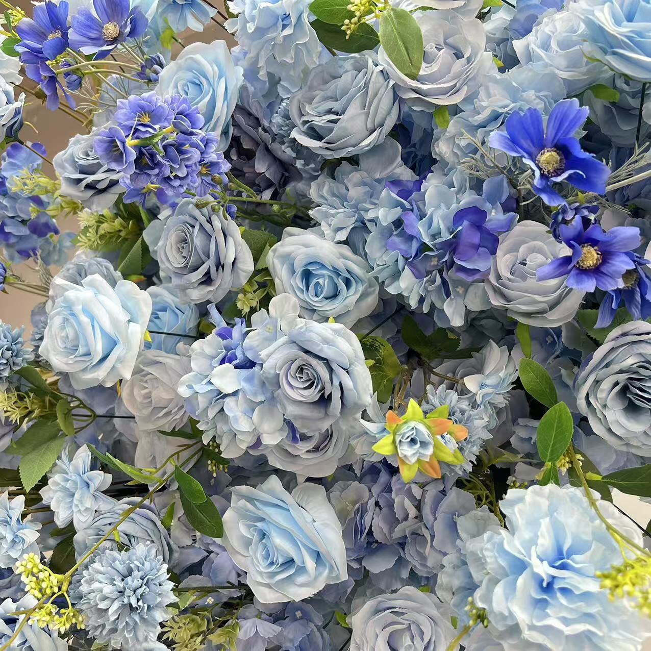 Roseytime Blue Square Flower Arch Fabric Back#RTA088