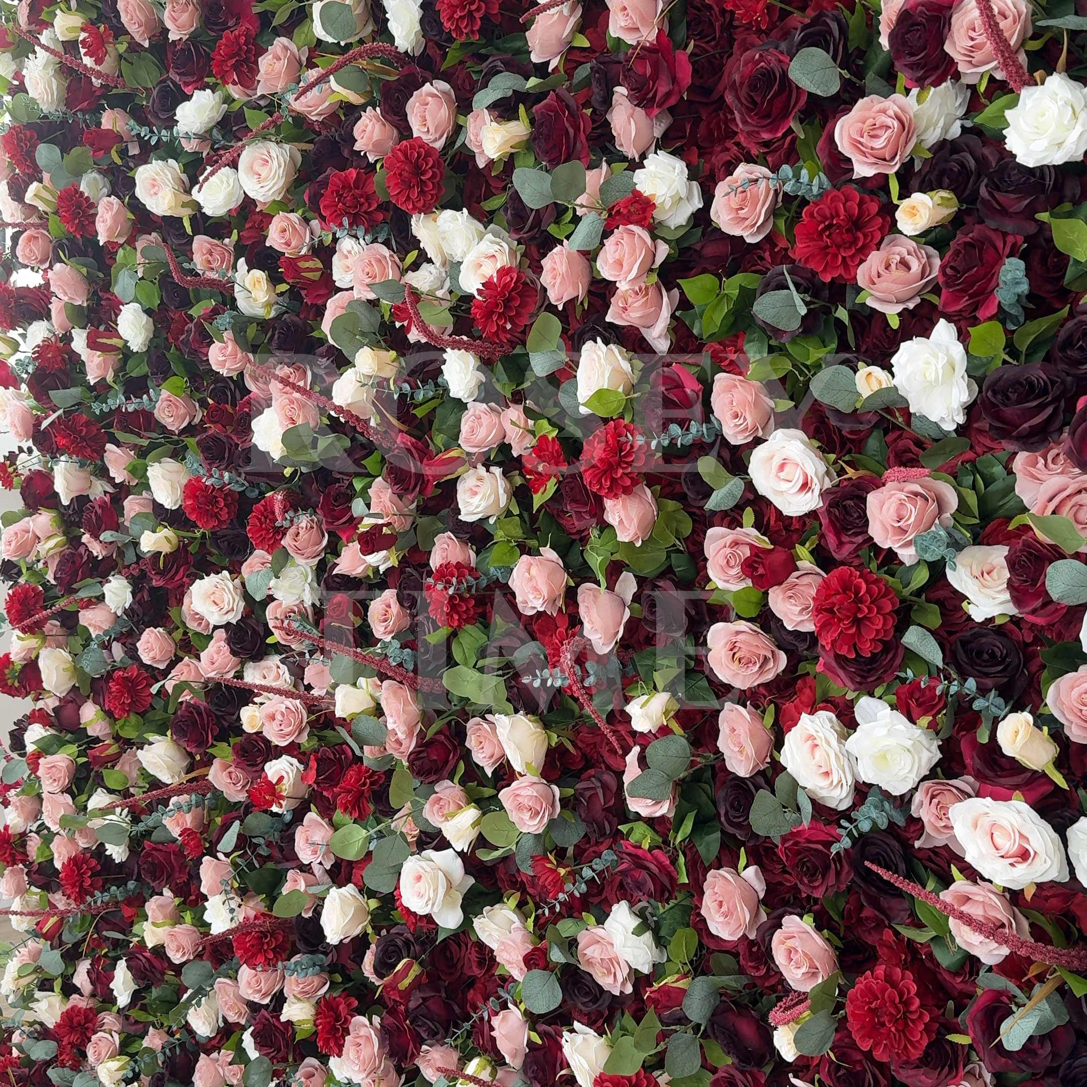 Roseytime 5D Burgundy&Red Flower Wall Roll Up Fabric Back #RTW311
