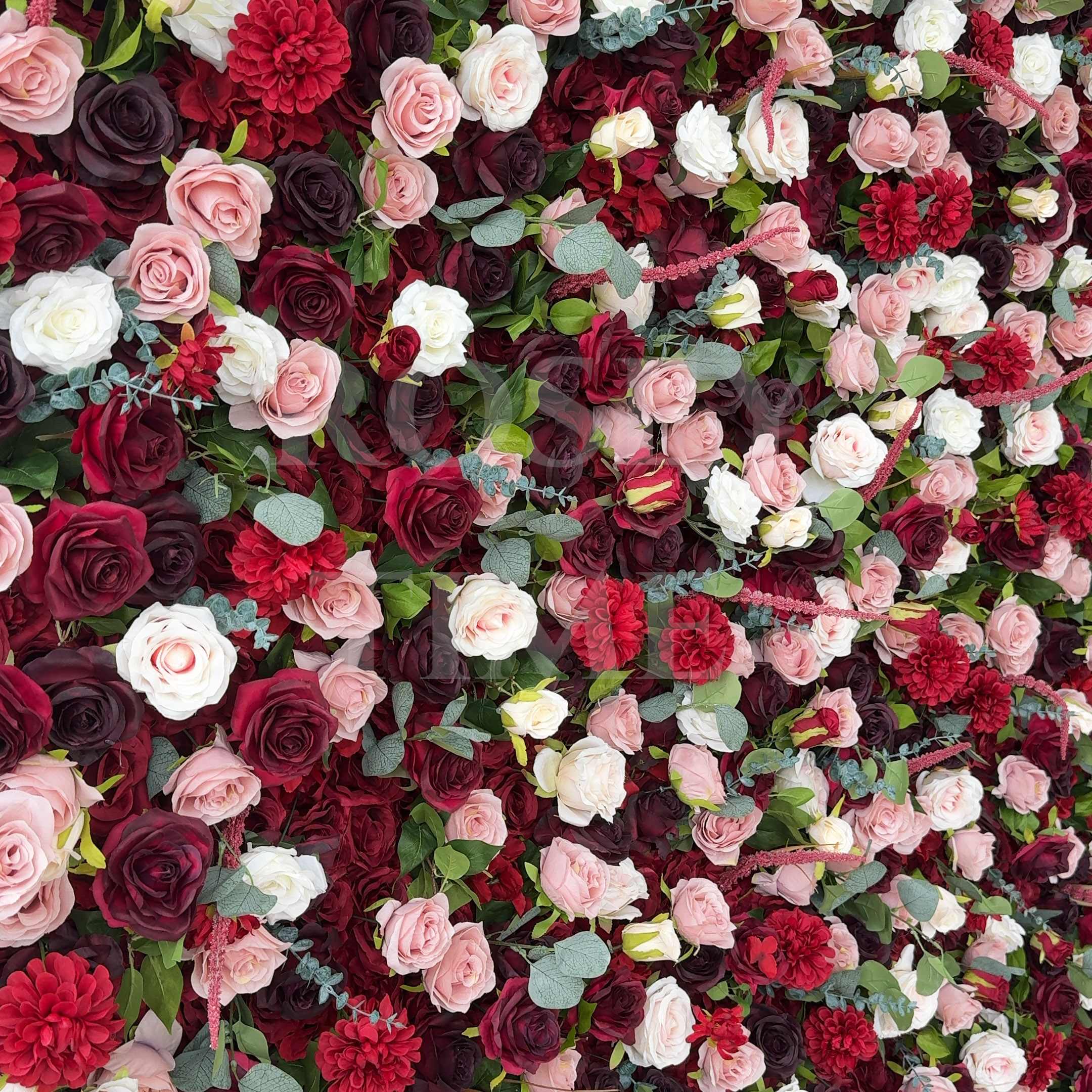 Roseytime 5D Burgundy&Red Flower Wall Roll Up Fabric Back #RTW311