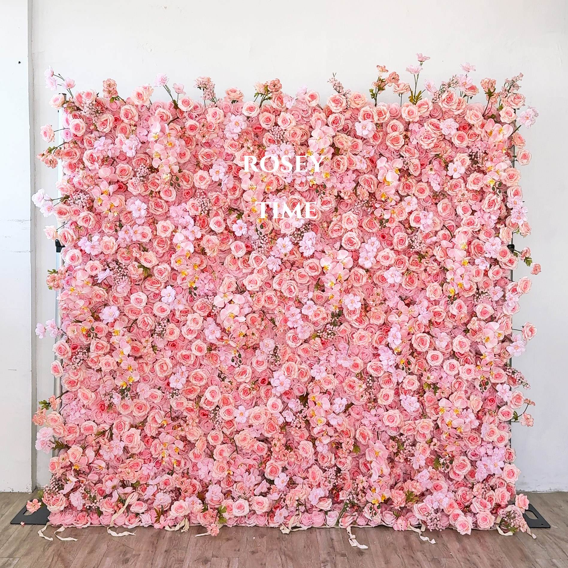 Roseytime 5D Pink Flower Wall Roll Up Fabric Back #RTW133