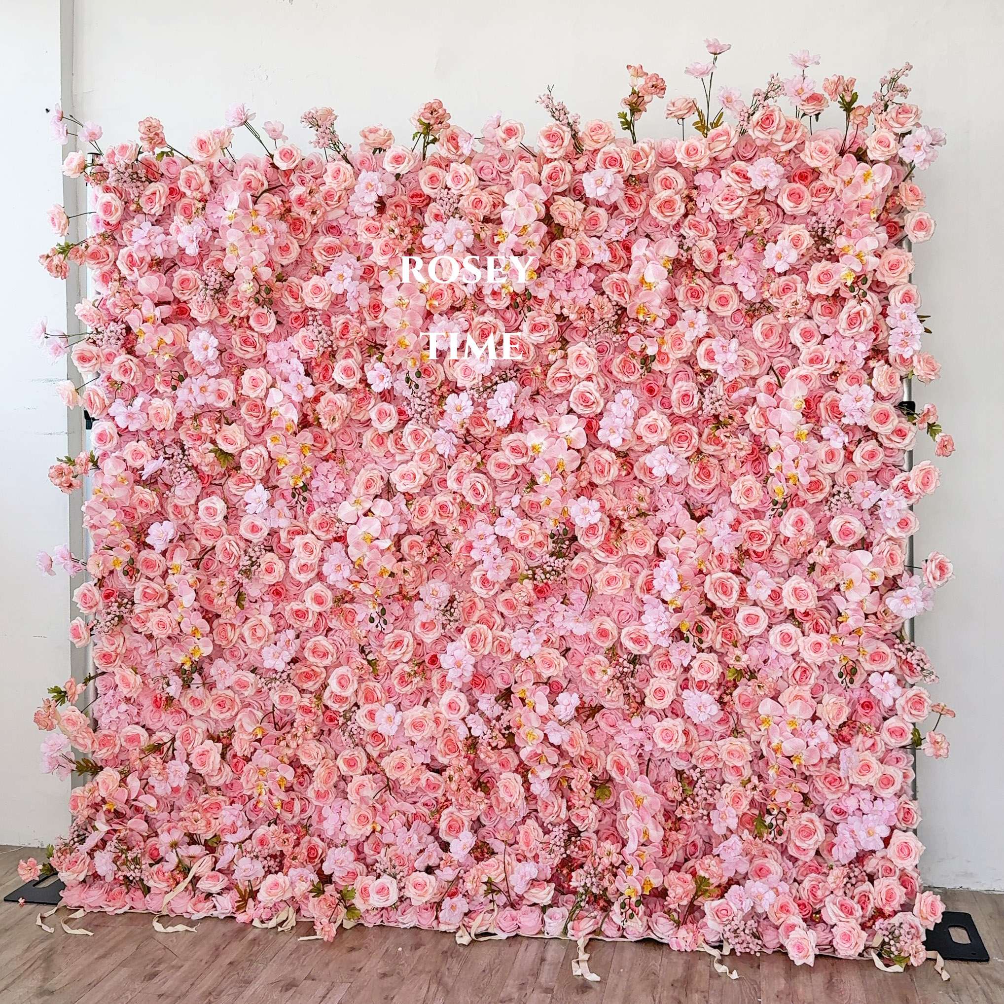 Roseytime 5D Pink Flower Wall Roll Up Fabric Back #RTW133