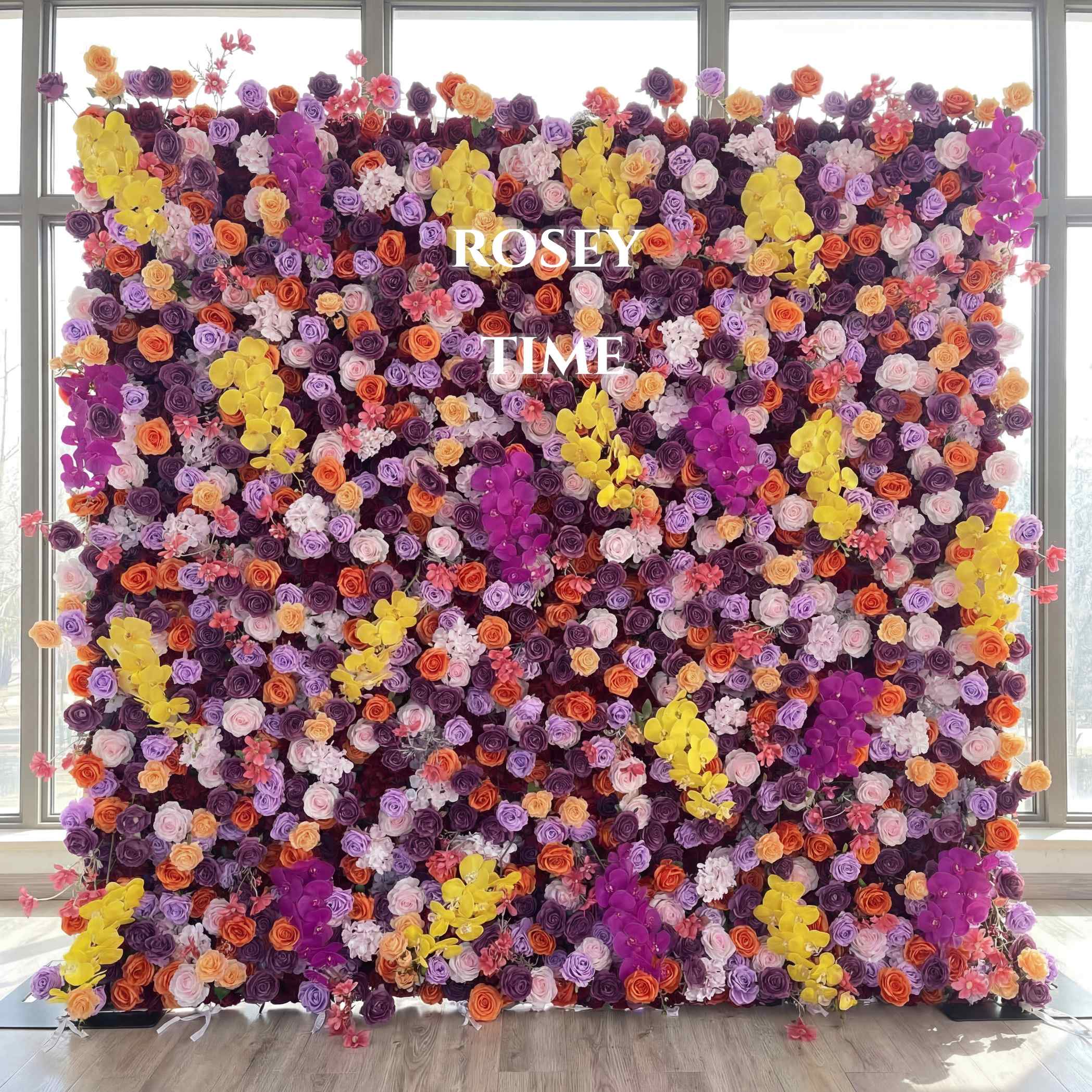 Roseytime 5D Purple Flower Wall Roll Up Fabric Back #RTW138