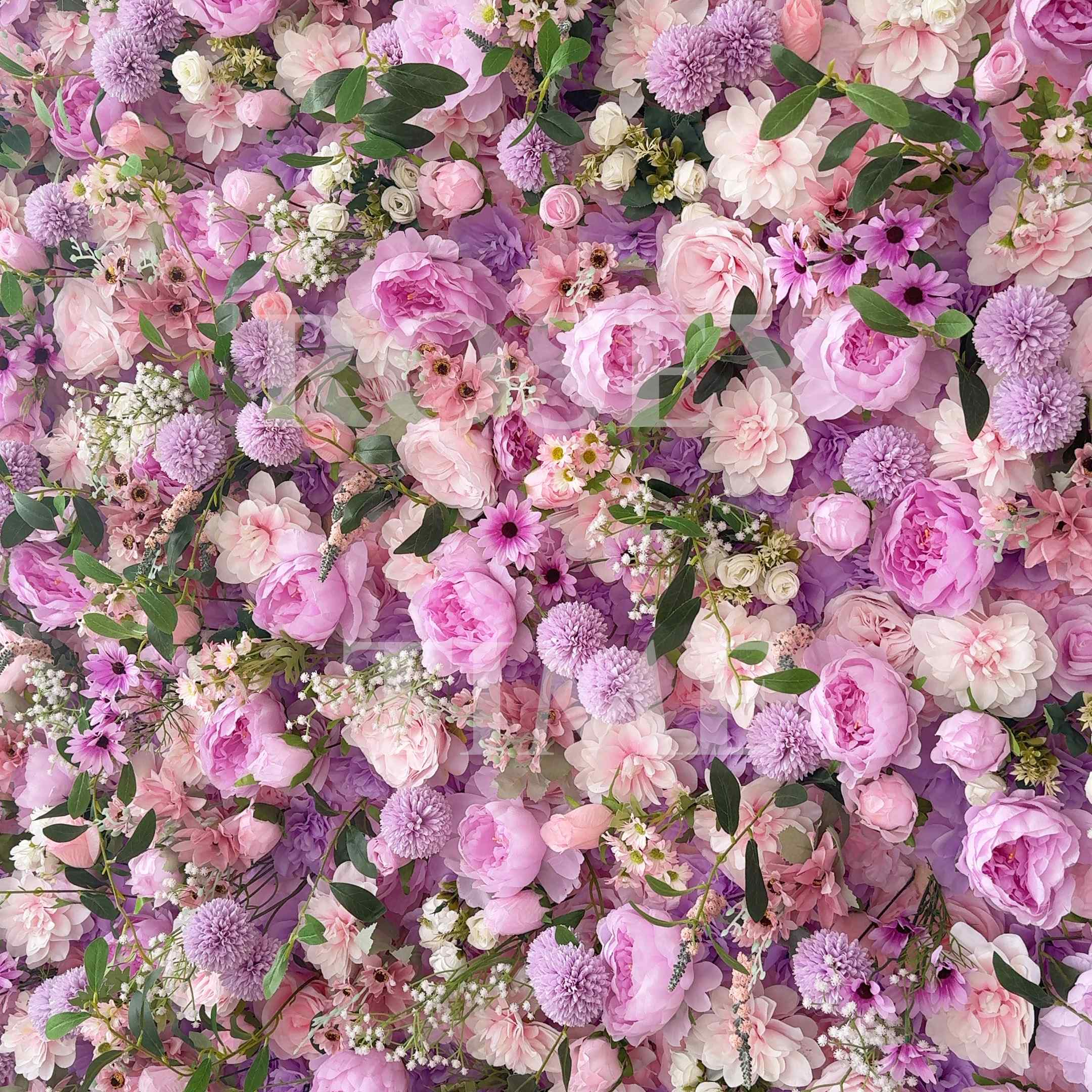 Roseytime 5D Purple Flower Wall Roll Up Fabric Back #RTW029