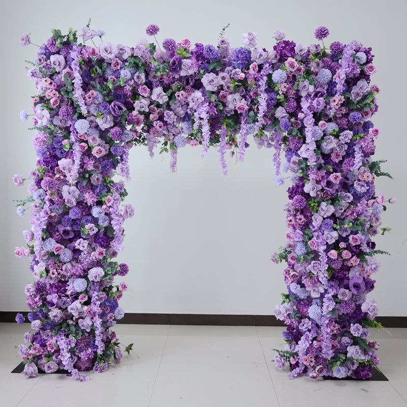 Roseytime Purple Square Flower Arch Fabric Back#RTA058