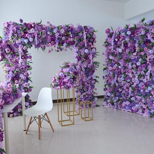 Roseytime Purple Square Flower Arch Fabric Back#RTA058