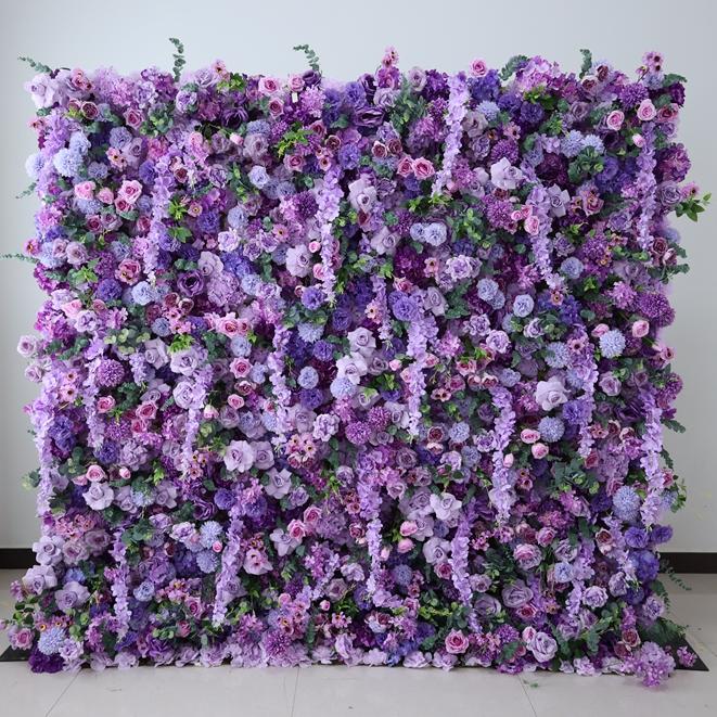 Roseytime 5D Purple Flower Wall Roll Up Fabric Back #RTW183