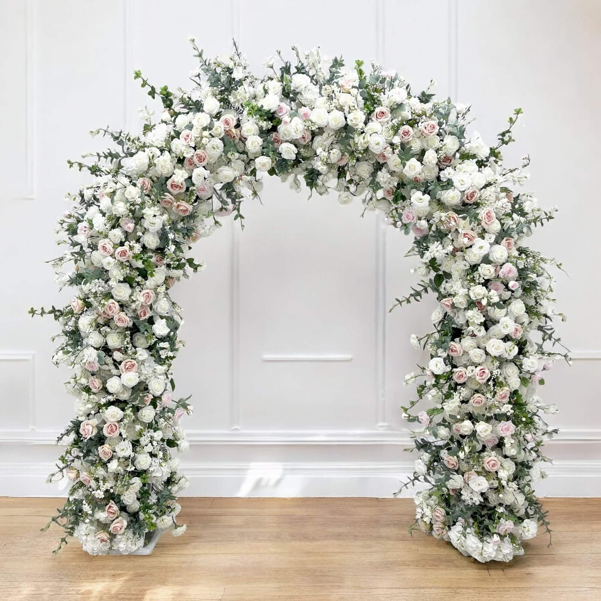 RoseyTime White&Pink Flower Arch n-shape Round Arch #RTA109