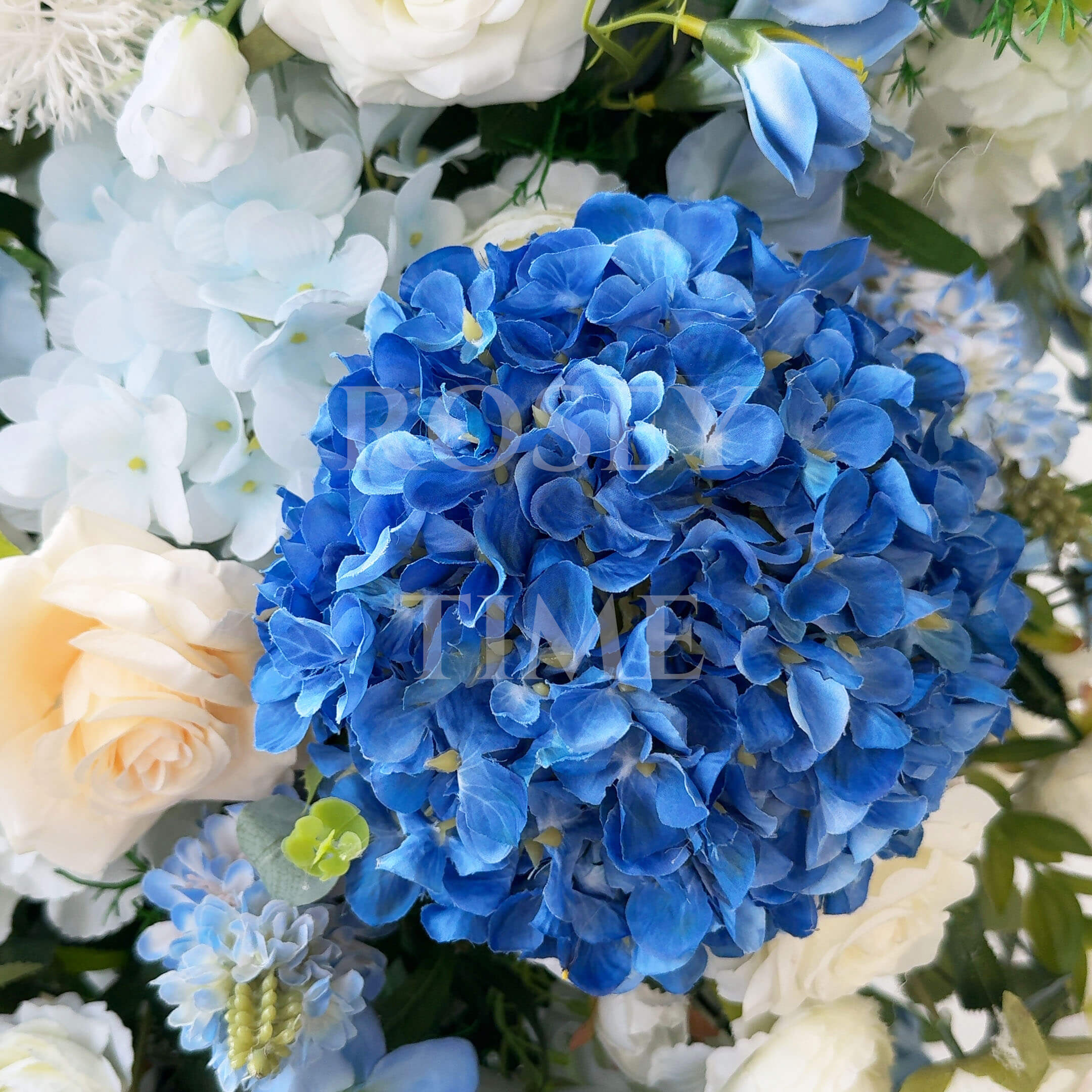 RoseyTime Blue&White Flower n-Shape Round Arch With Frame #RTA078