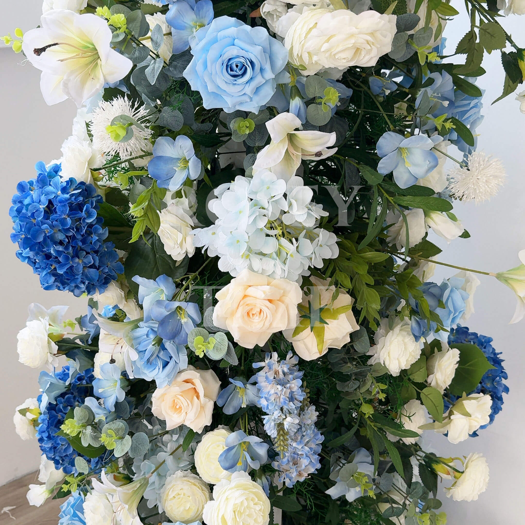 RoseyTime Blue&White Flower n-Shape Round Arch With Frame #RTA078