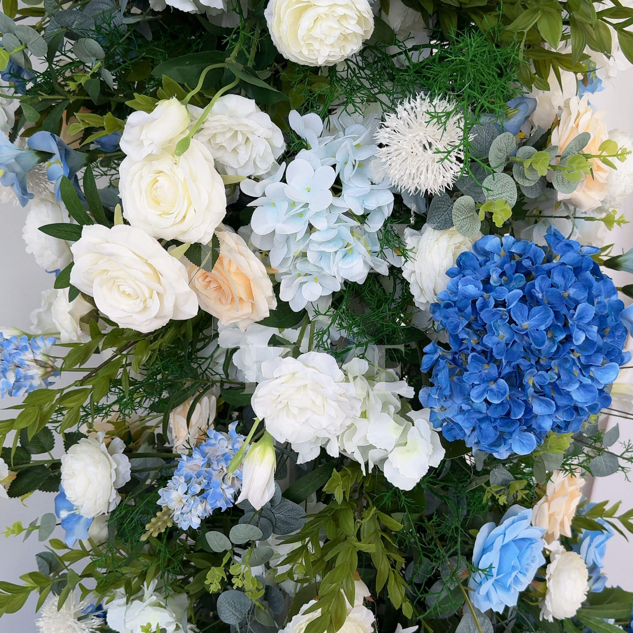RoseyTime Blue&White Flower n-Shape Round Arch With Frame #RTA078