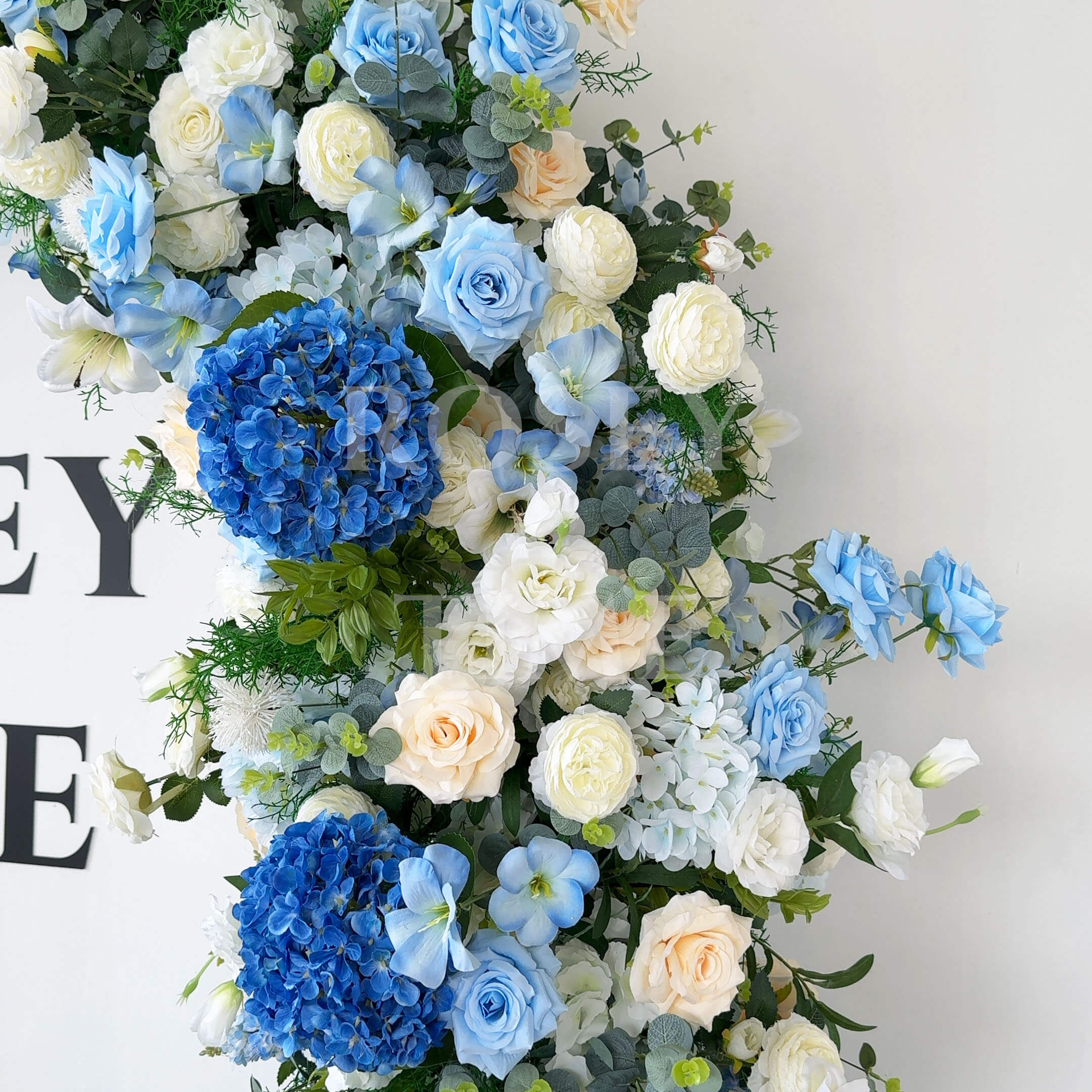 RoseyTime Blue&White Flower n-Shape Round Arch With Frame #RTA078