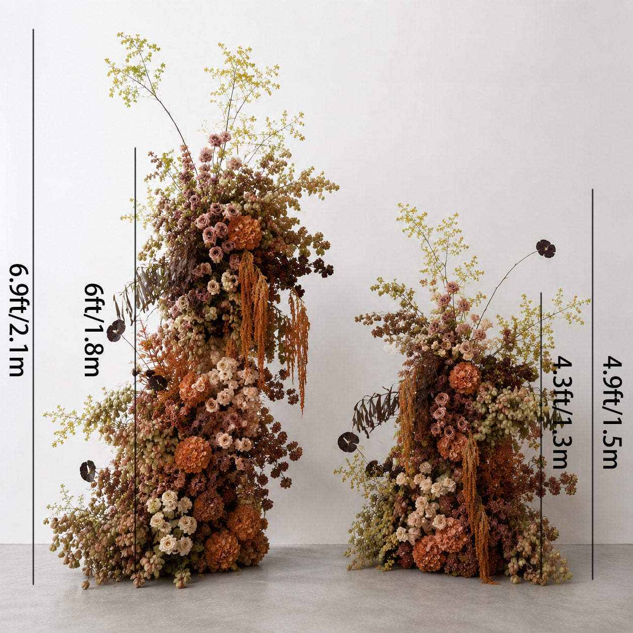 Roseytime Luxury Caramel Botanica Flower Pillars Arch with Frame #RTP158