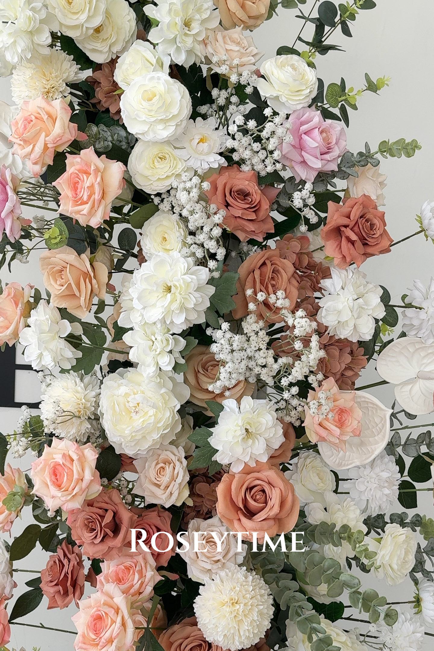Roseytime Cinnamon Lace Flower Pillars Arch with Frame #RTP015