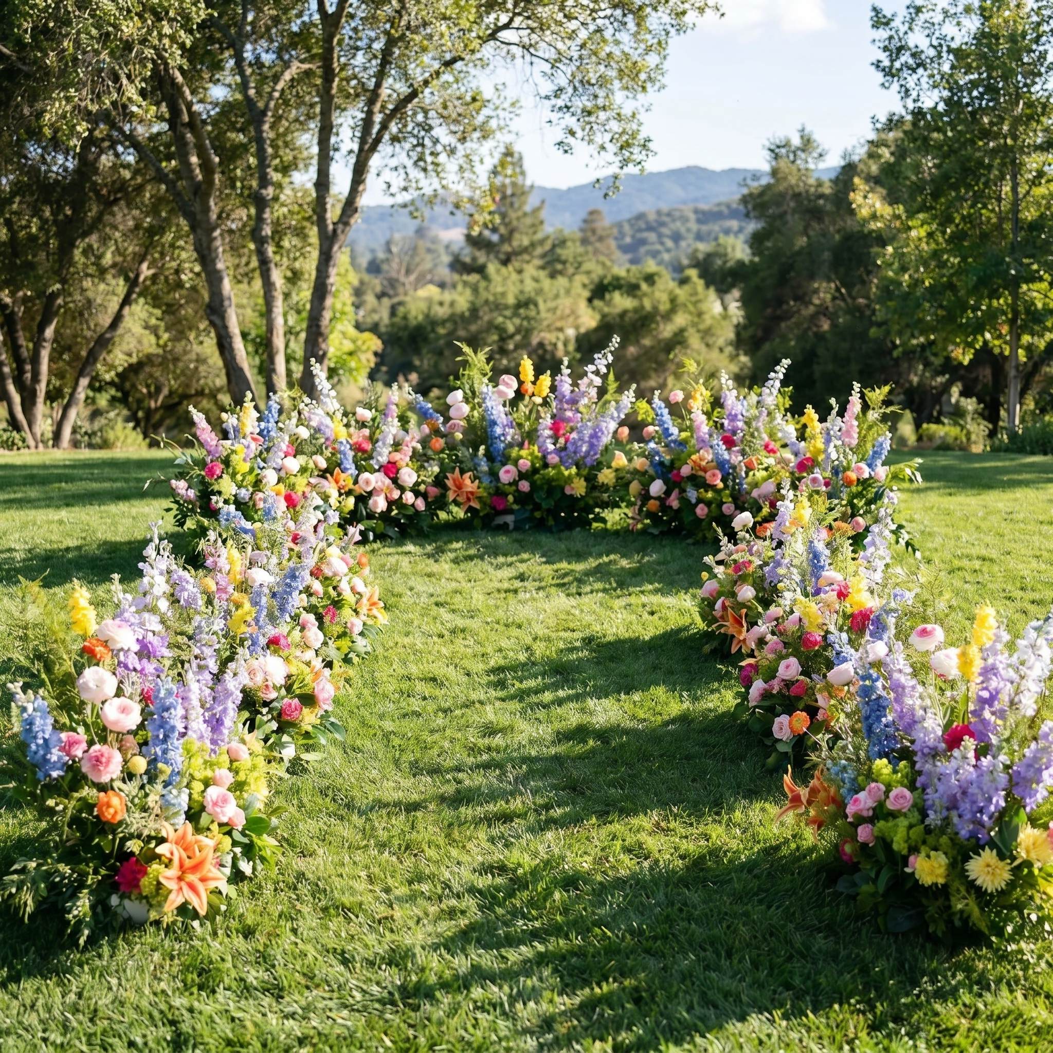 Roseytime Colorburst Floor Flower Wedding Aisle Arrangement #RTF030