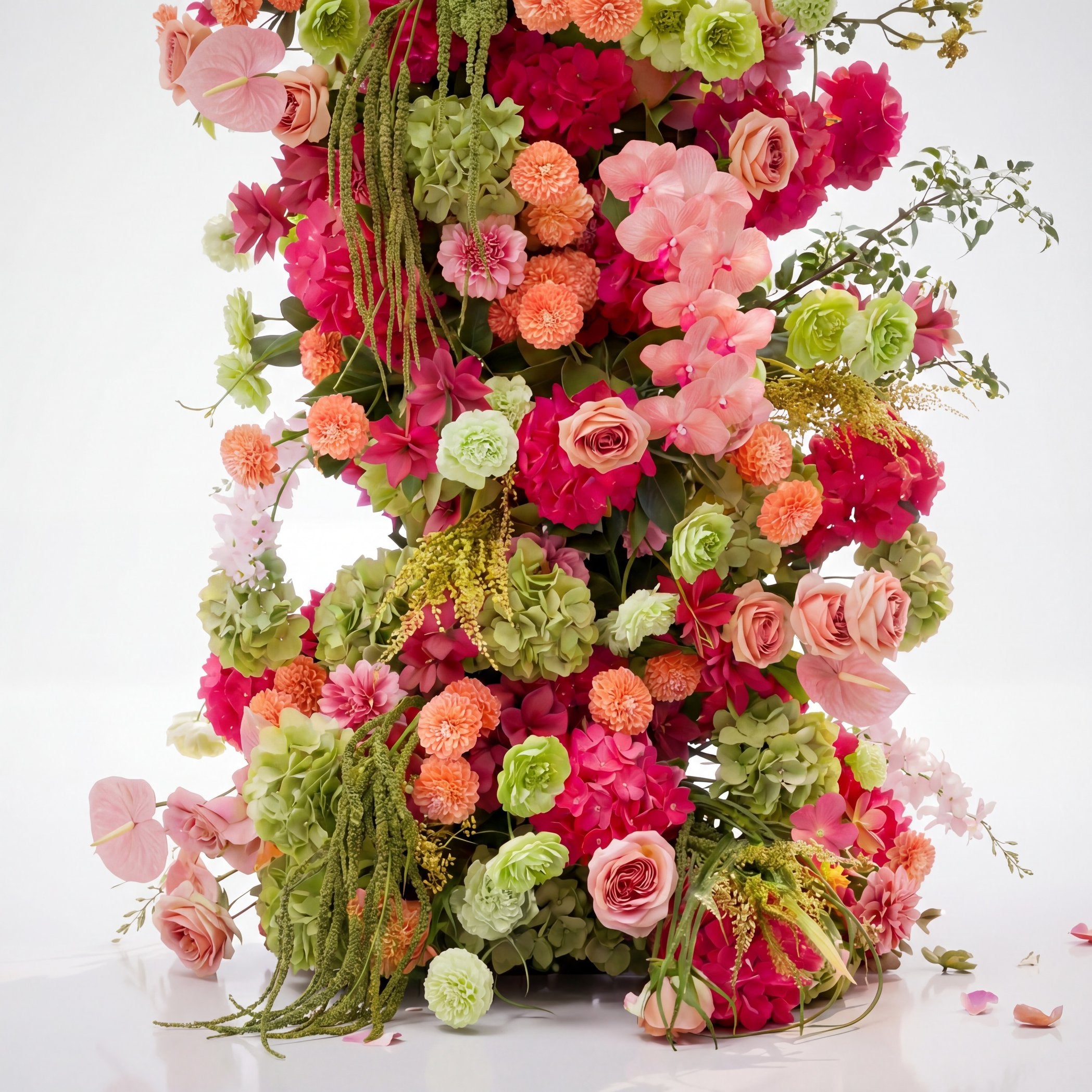 Roseytime Coral Crush Flower Pillars Arch with Frame #RTP135