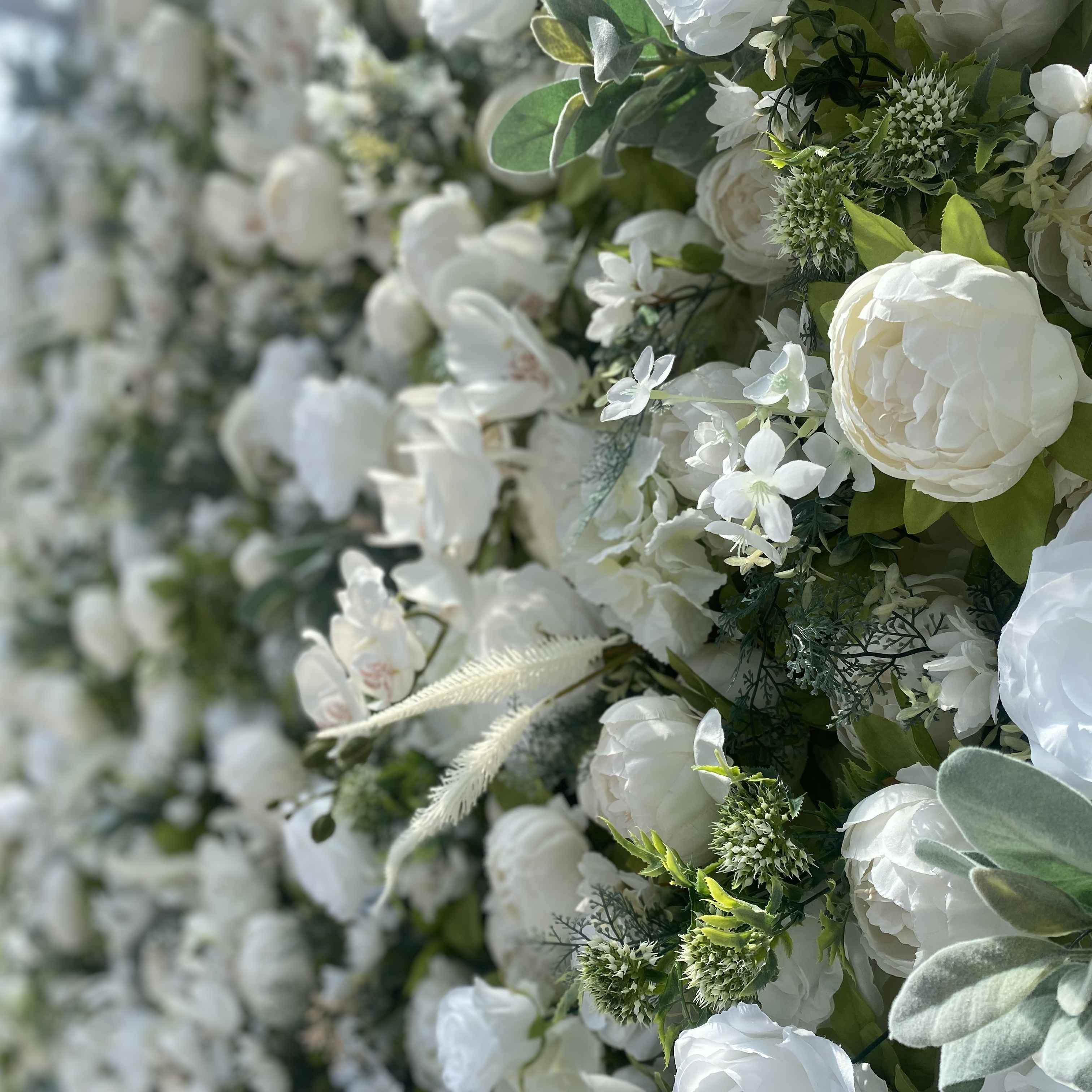 💥BF-SALE: 5D White Green Artificial Flower Wall #RTW277
