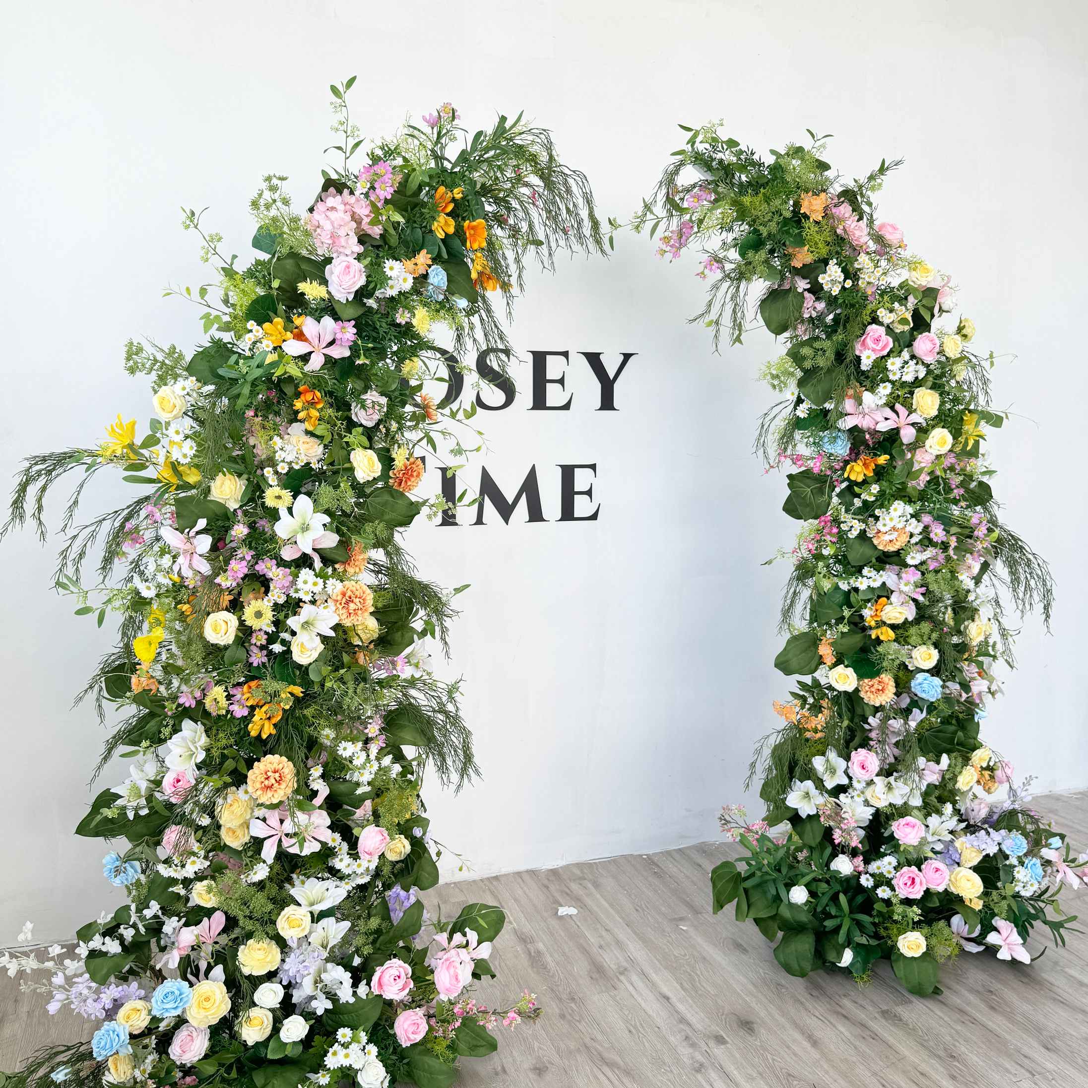 Roseytime Spring Colorful Flower Pillars Arch with Frame #RTP060