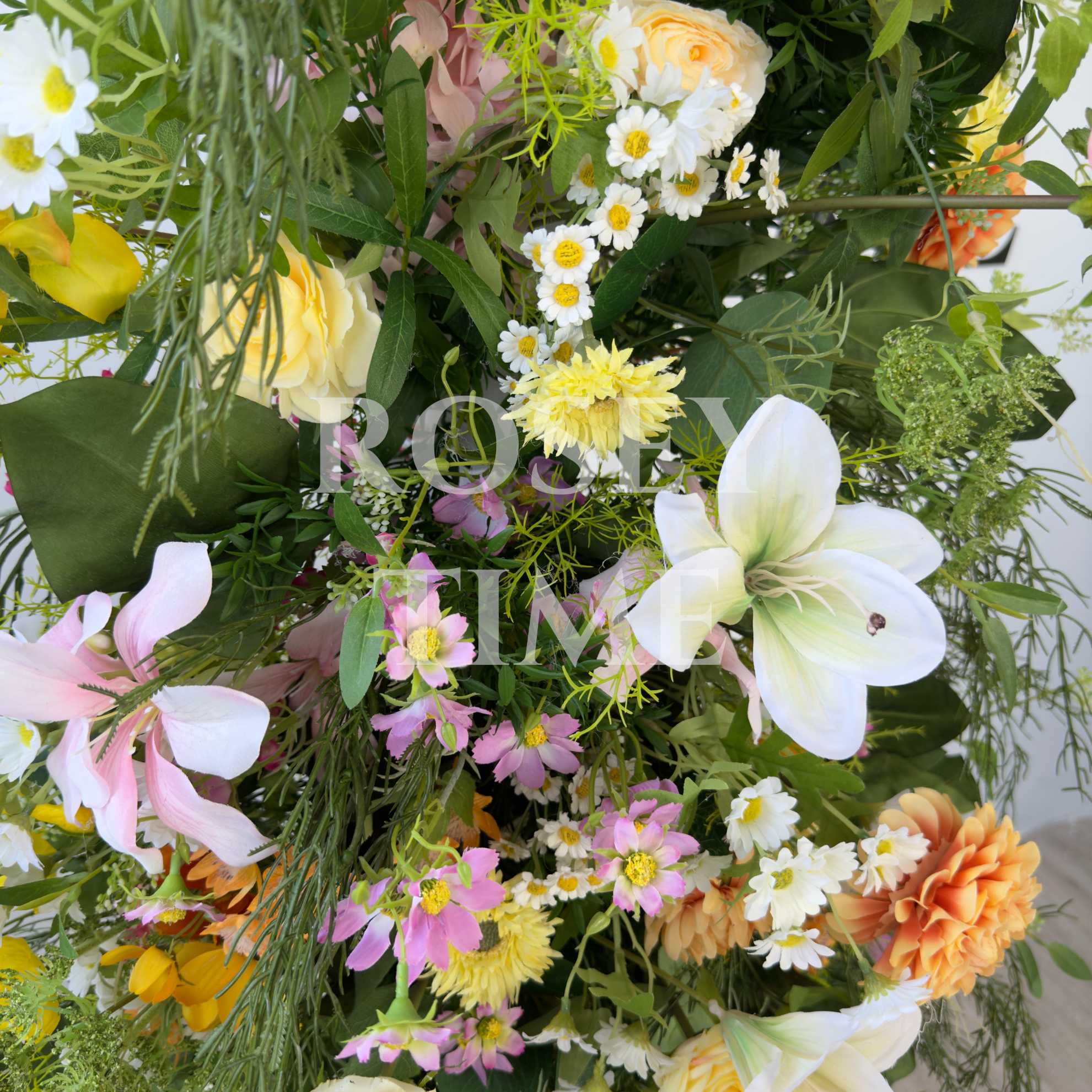 Roseytime Spring Colorful Flower Pillars Arch with Frame #RTP060