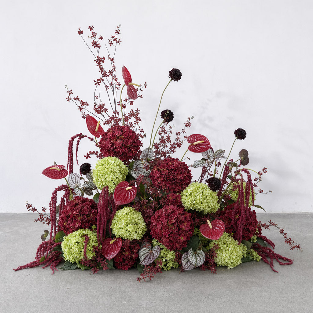 Roseytime Garnet Grove Floor Flower Wedding Aisle Arrangement #RTF035