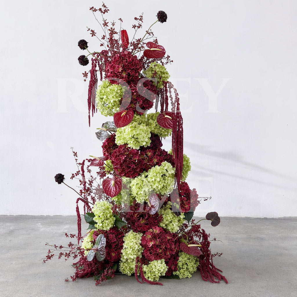 Roseytime Garnet Grove Flower Pillars Arch with Frame #RTP149