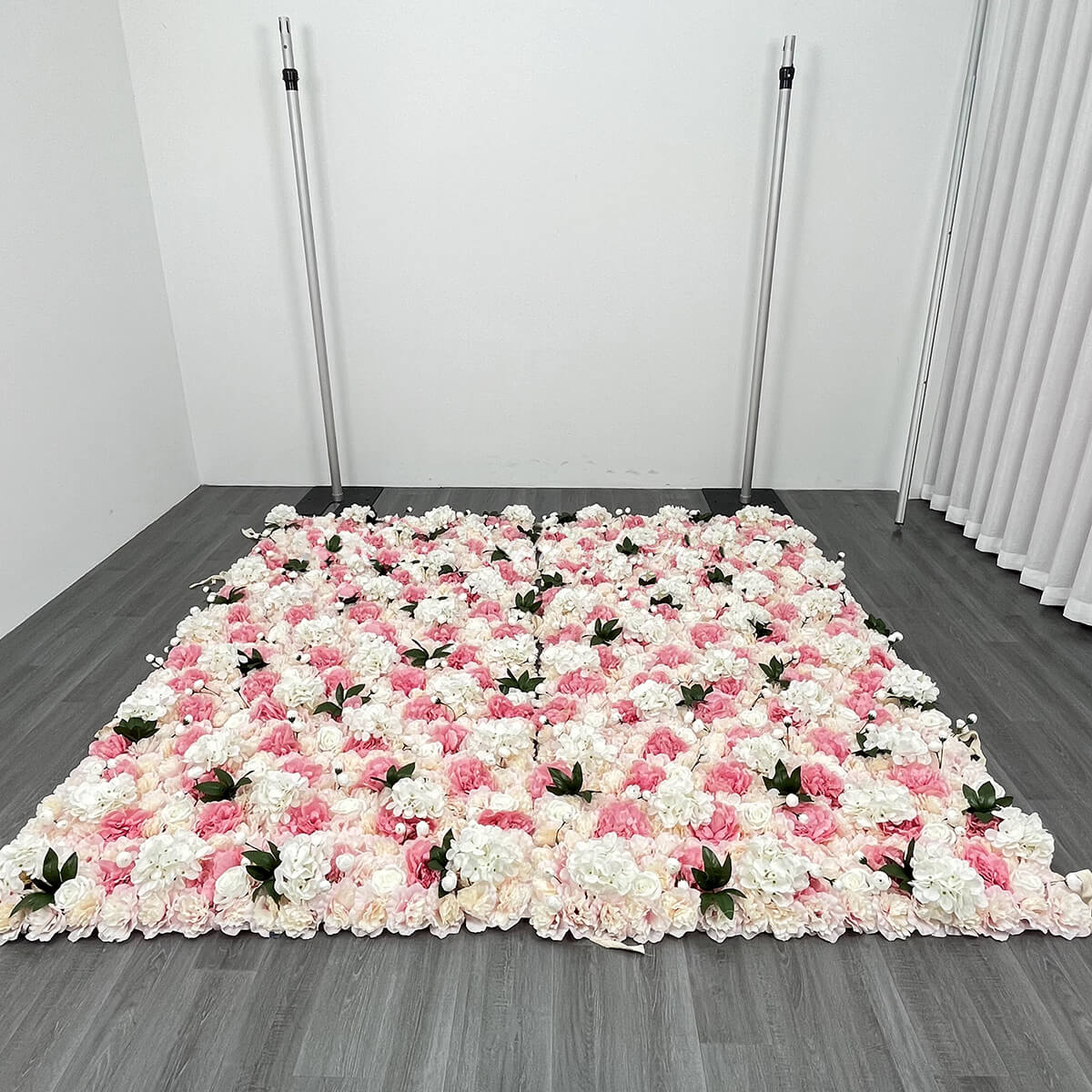 Roseytime 2D Light Pink Flower Wall Roll Up Fabric Back #RTW020