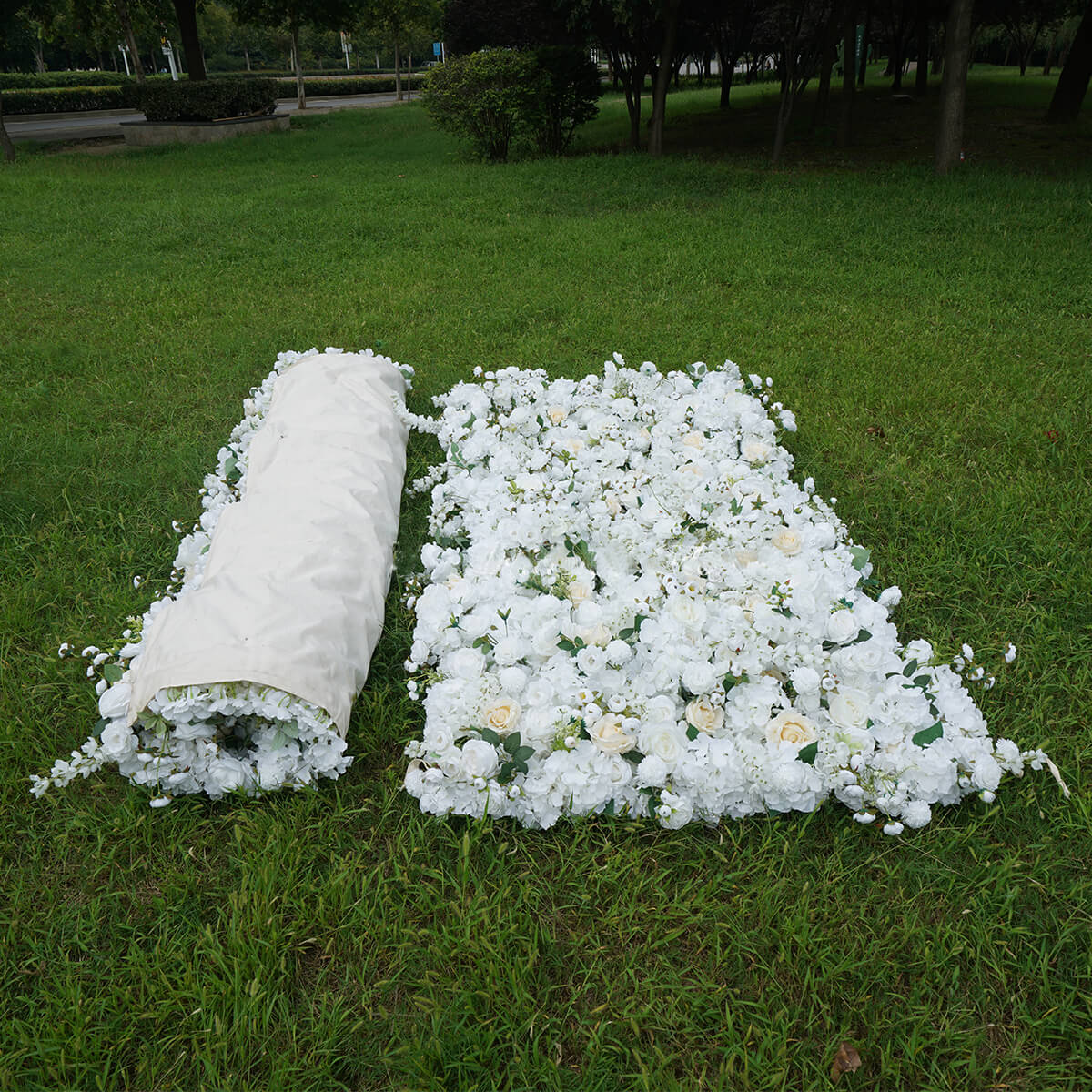 Roseytime white flower wall backdrop for party decor