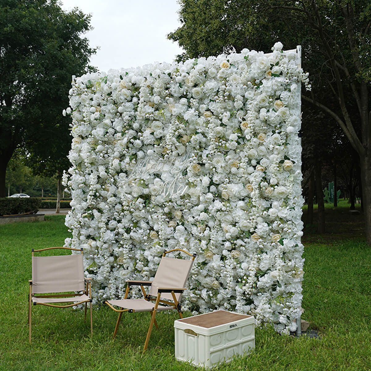 roseytime white flower wall for birthday wedding party decor