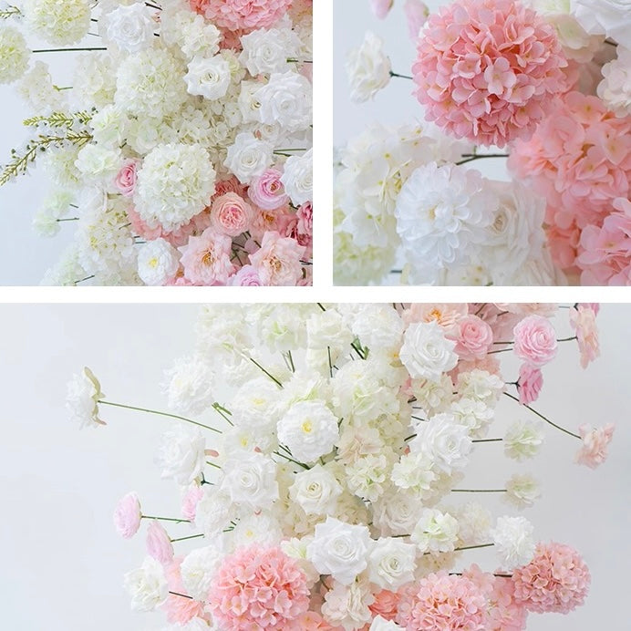 B1G1 Sale- White&Pink Flower Pillars Arch with Frame #RTP108