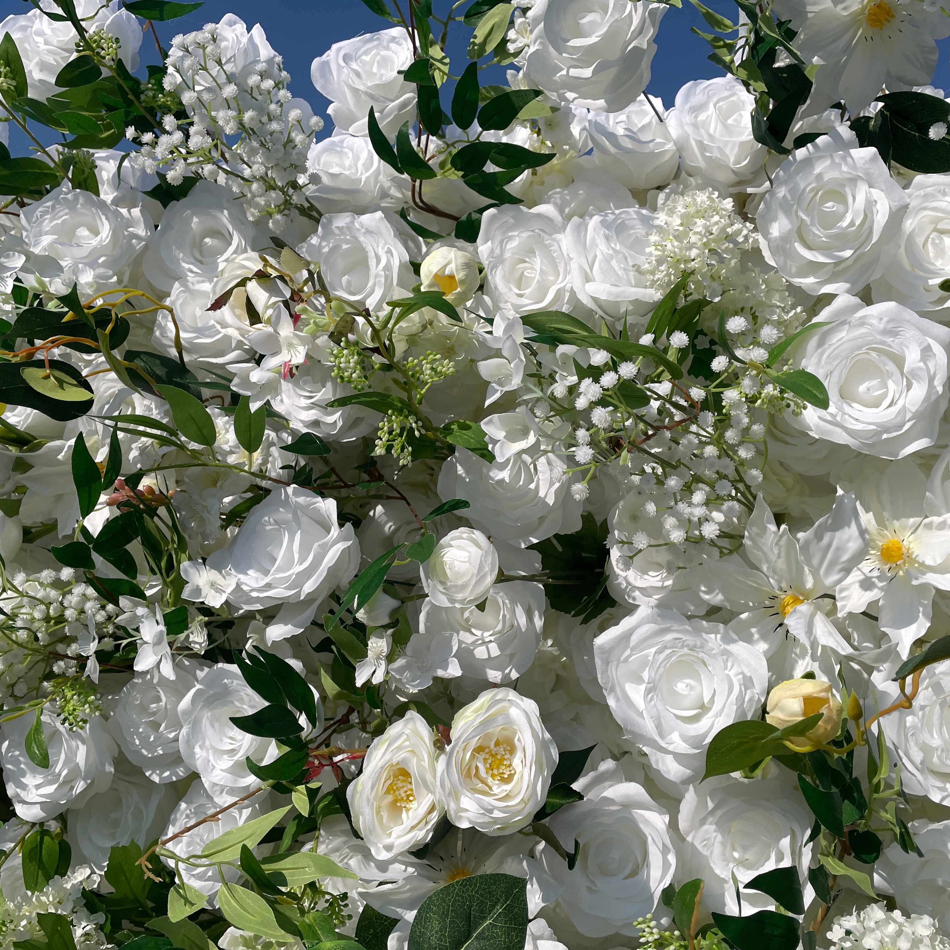 💥BF-Sale:5D Green&White Flower Wall Roll Up Fabric Back #RTW076