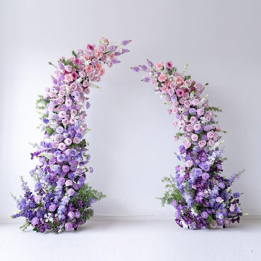 Roseytime Purple Flower Pillars Arch with Frame #RTP008