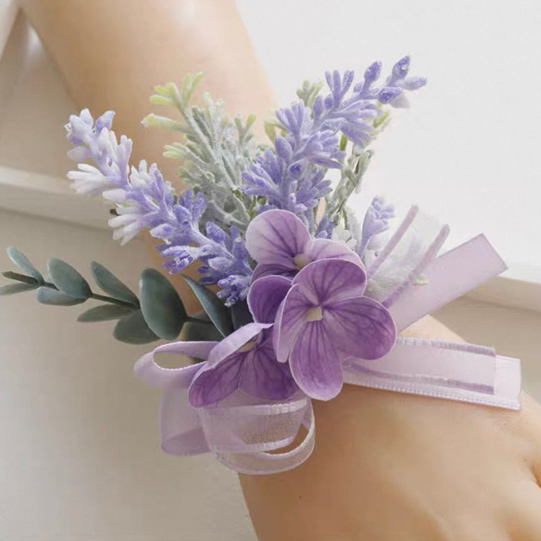 Roseytime Purple Wrist Corsage for Wedding RTWC025