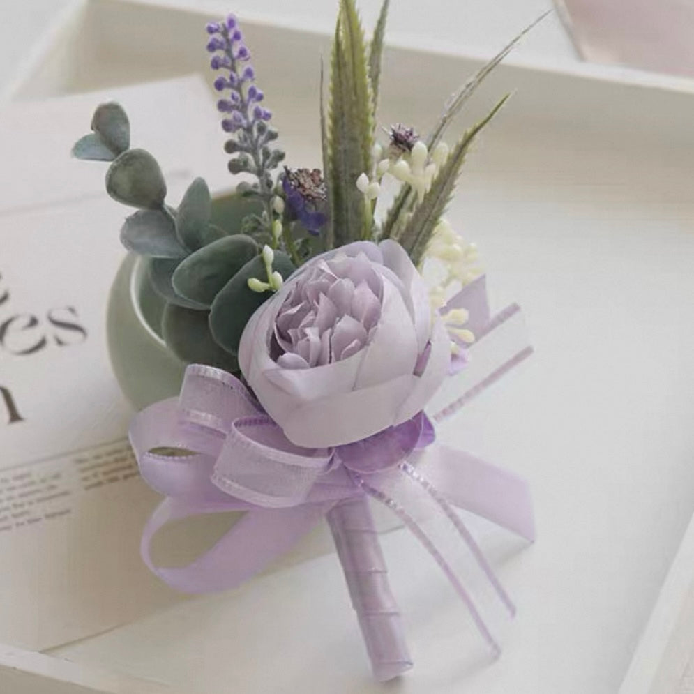 Roseytime Purple Flower Boutonniere for Wedding RTBN043