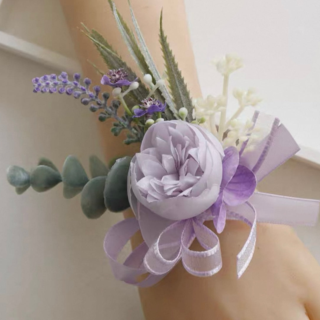 Roseytime Purple Wrist Corsage for Wedding RTWC029
