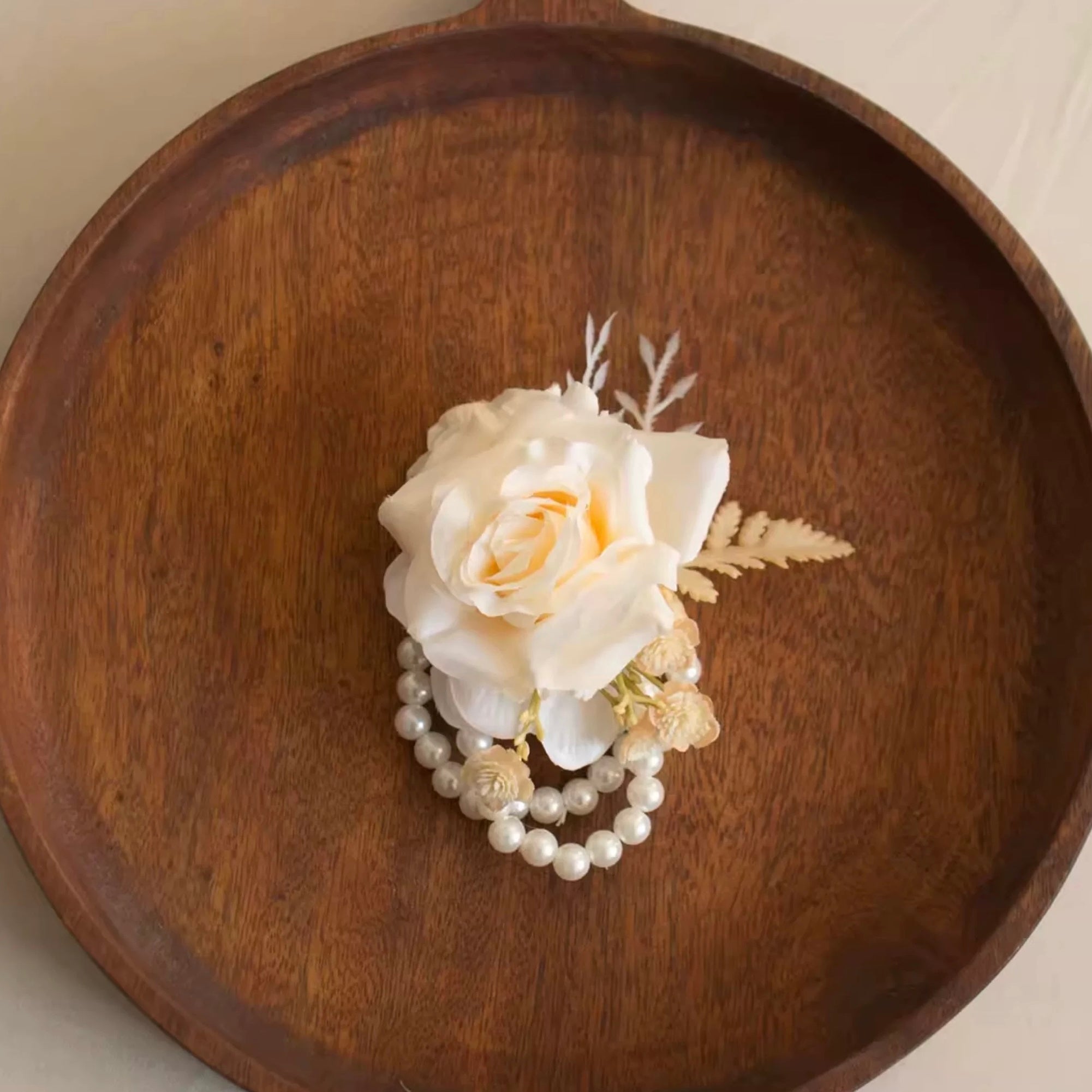 Roseytime Champagne Flower Wrist Corsage for Wedding RTWC033