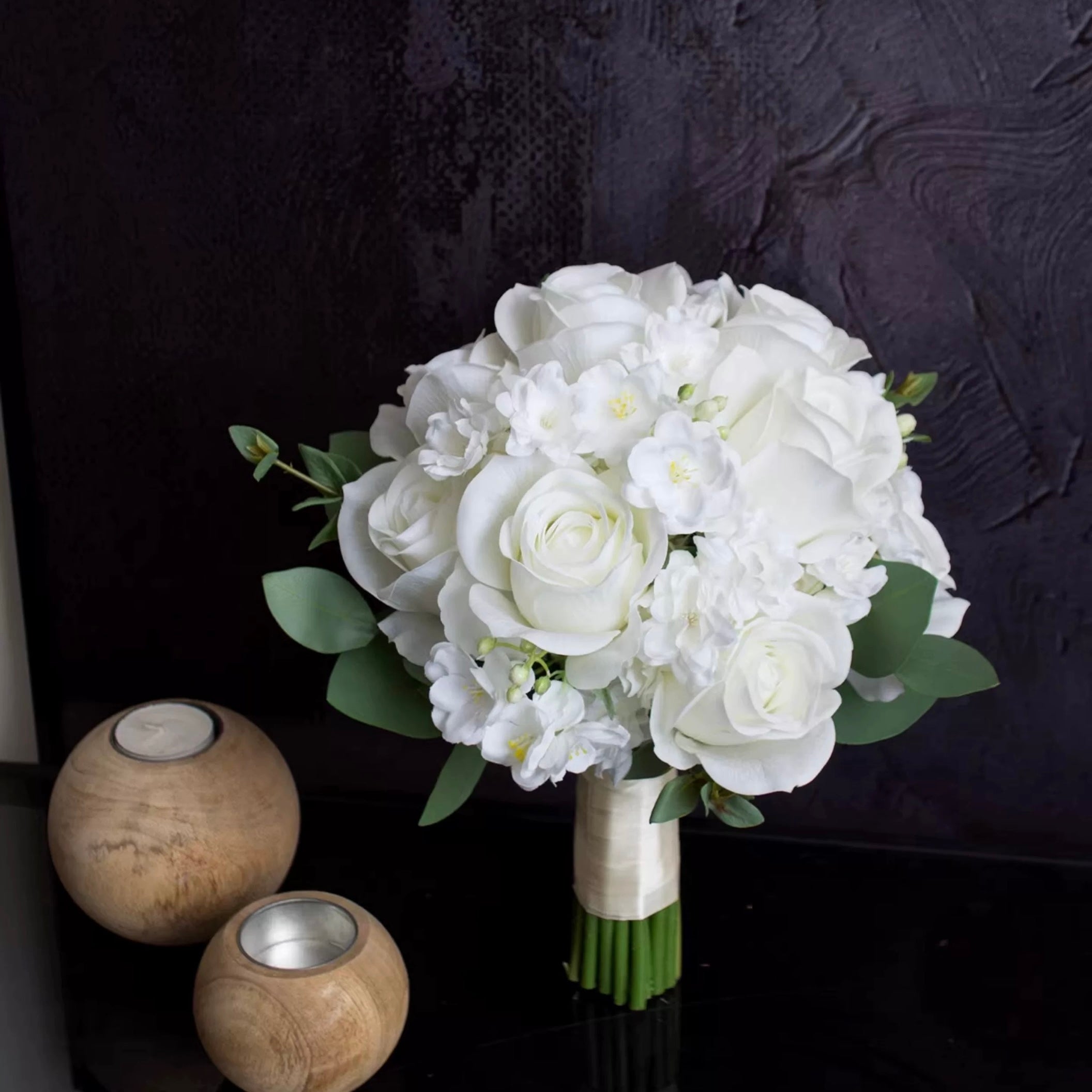 Roseytime Bride/Bridesmaid Bouquet in White Artificial Flowers #RTBQ041