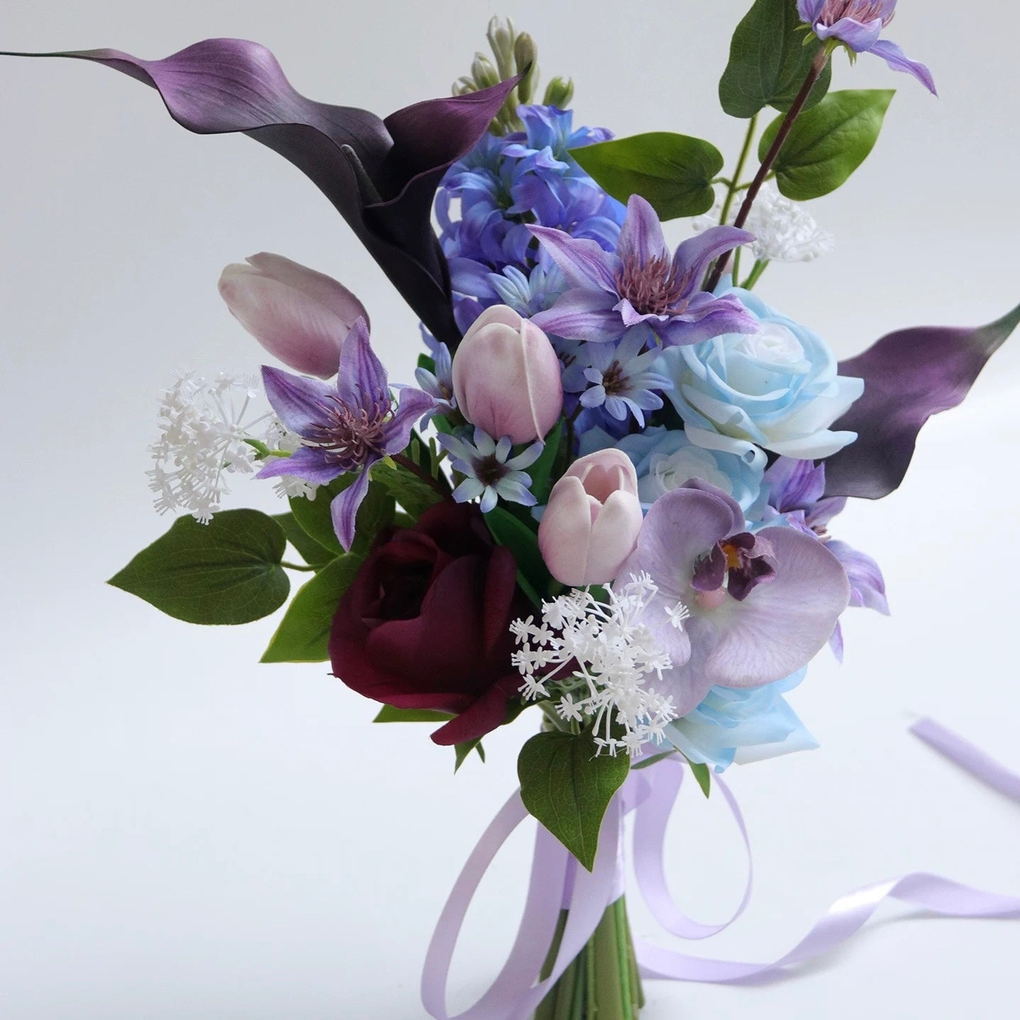 Roseytime Bride/Bridesmaid Bouquet in Puple Artificial Flowers #RTBQ038