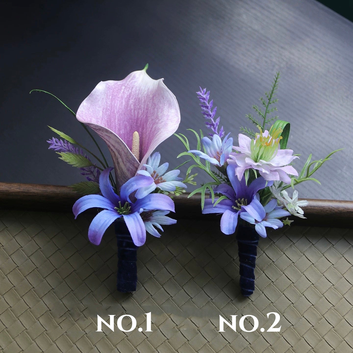 Roseytime Purple&Blue Flower Boutonniere for Wedding RTBN058