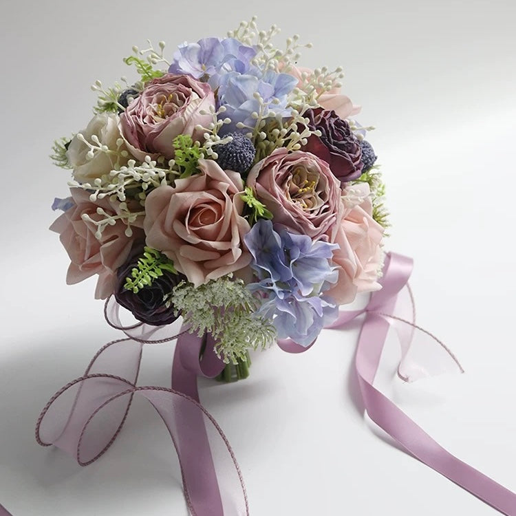 Roseytime Bride/Bridesmaid Bouquet in Purple Artificial Flowers #RTBQ035