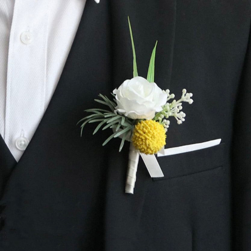 Roseytime Yellow Flower Boutonniere for Wedding RTBN055