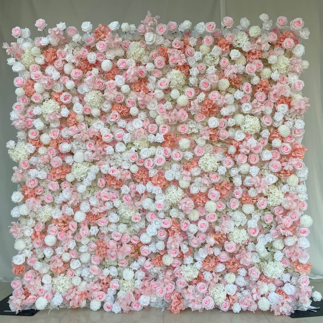 Roseytime 5D Pink&White Flower Wall Roll Up Fabric Back #RTW011