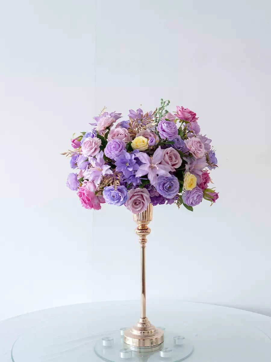 lavender flower wedding centerpieces Roseytime Purple Flower Ball Centerpiece Bouquet Table Decoration, 50cm / 20 in
