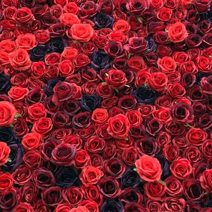 Roseytime 3D Red Flower Wall Roll Up Fabric Back #RTW083
