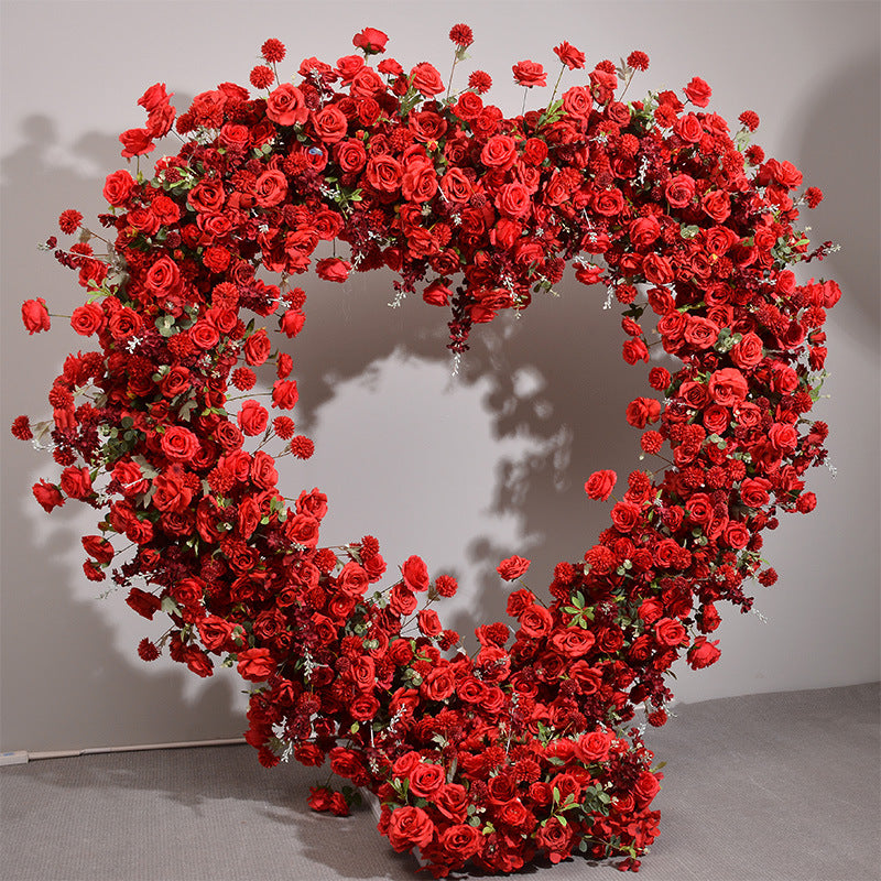 Roseytime Red Heart-shaped Flower Arch Set With Frame