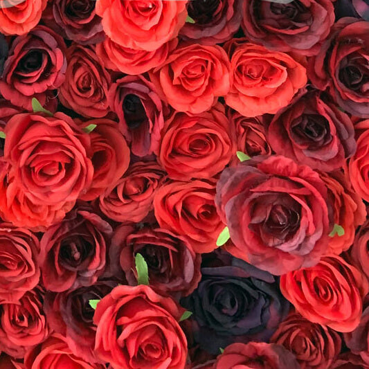Roseytime 3D Red Flower Wall Roll Up Fabric Back #RTW083