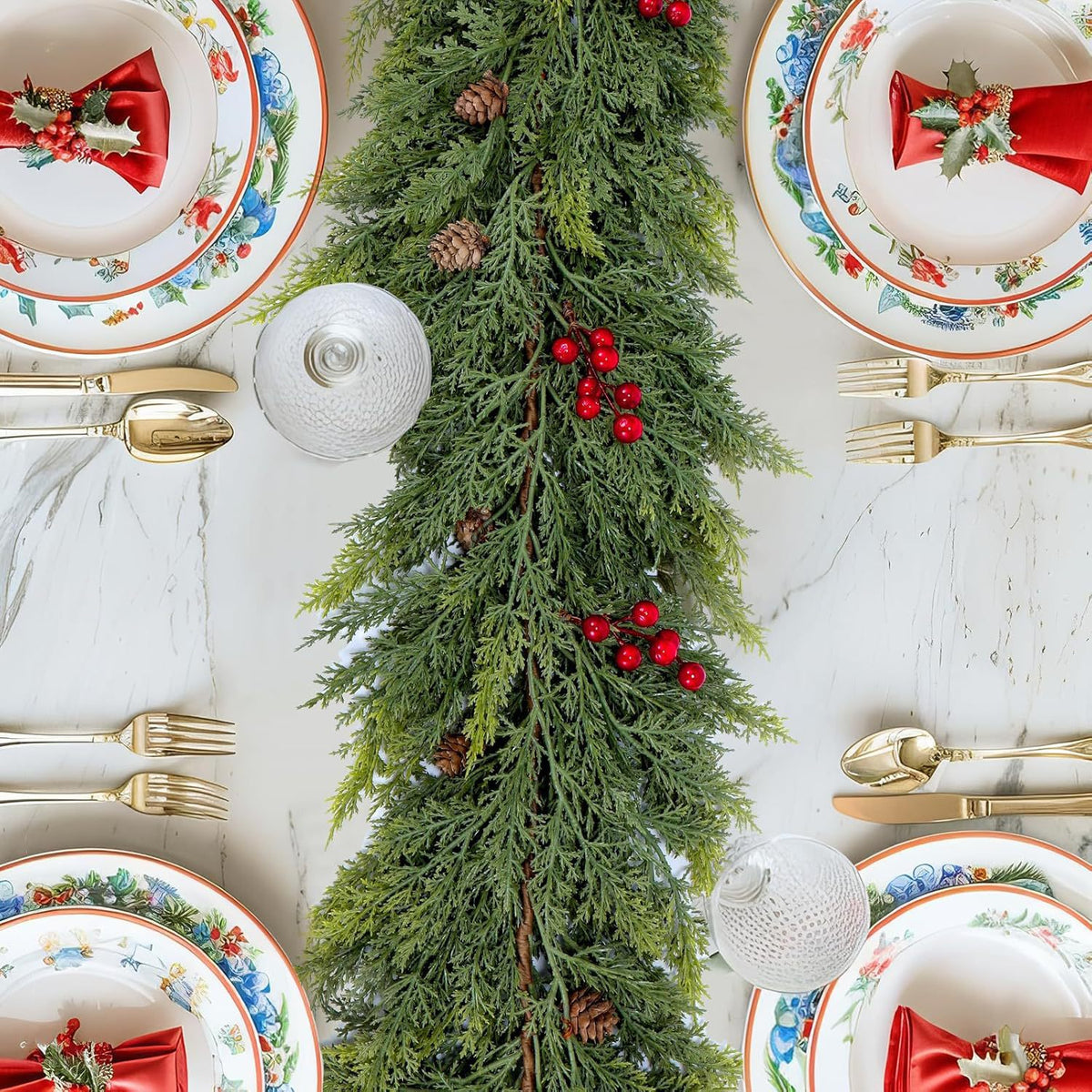 (10pc) Artificial Christmas Greenery Garland for Table & Holiday Decor| RoseyTime #RTXG002