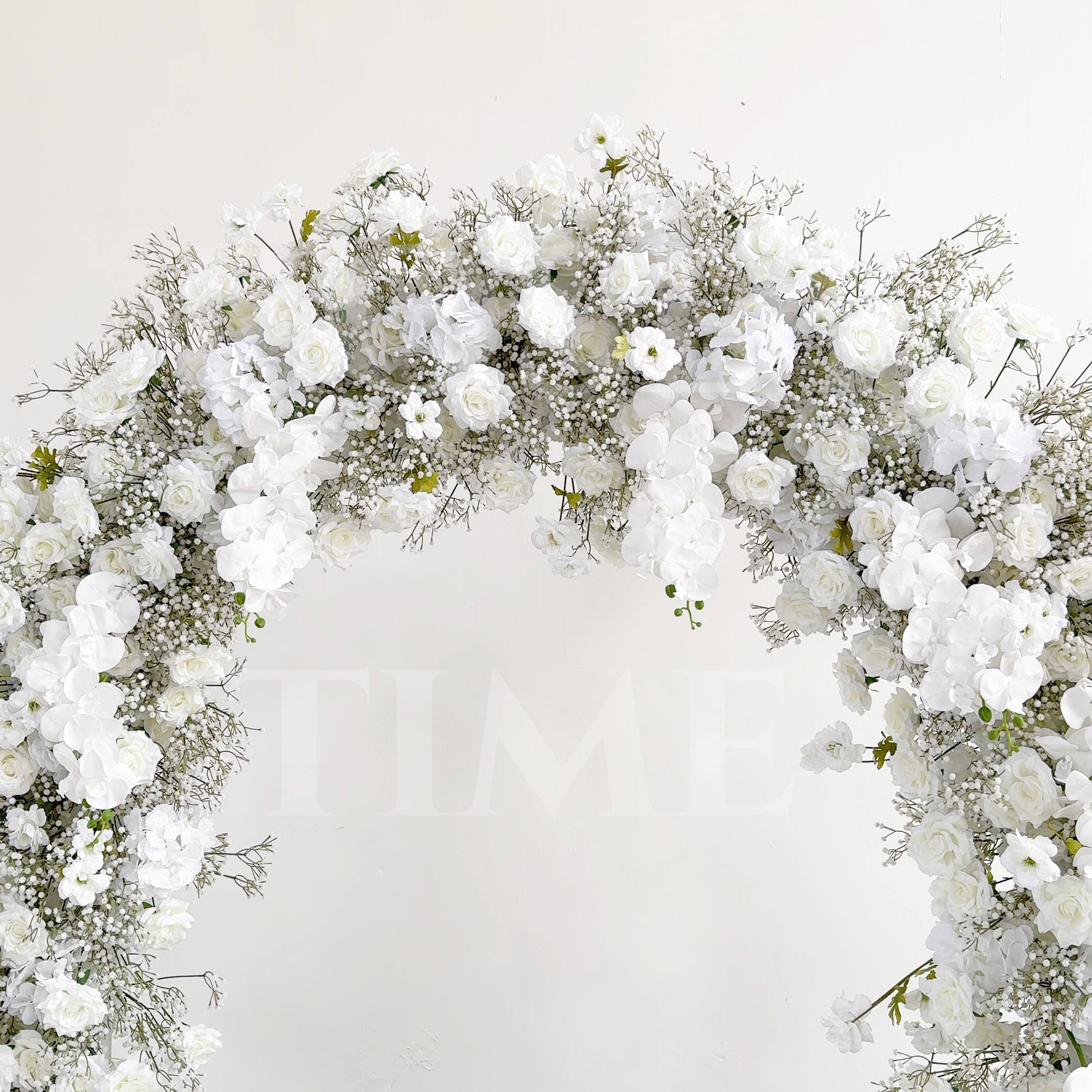 RoseyTime White Baby's Breath Flower Arch n-shape Round Arch #RTA120